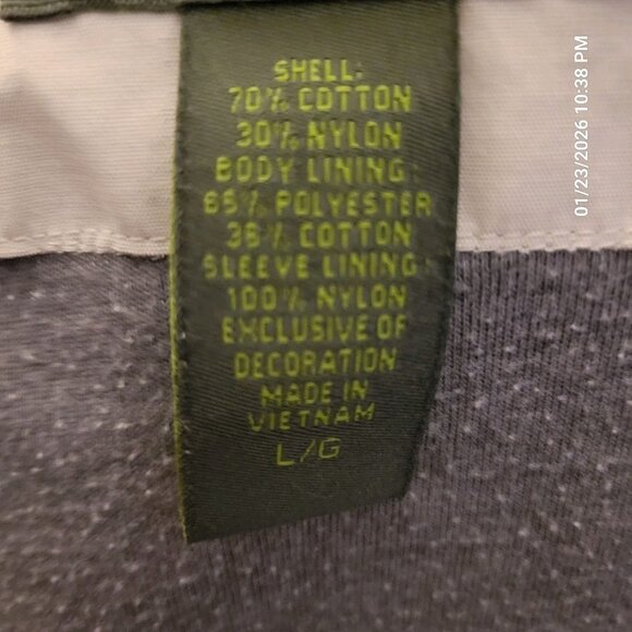 Timberland Jacket Mens Large  Khaki Cotton blend Vintage HO9 F Concealed Pocket - Picture 6 of 10